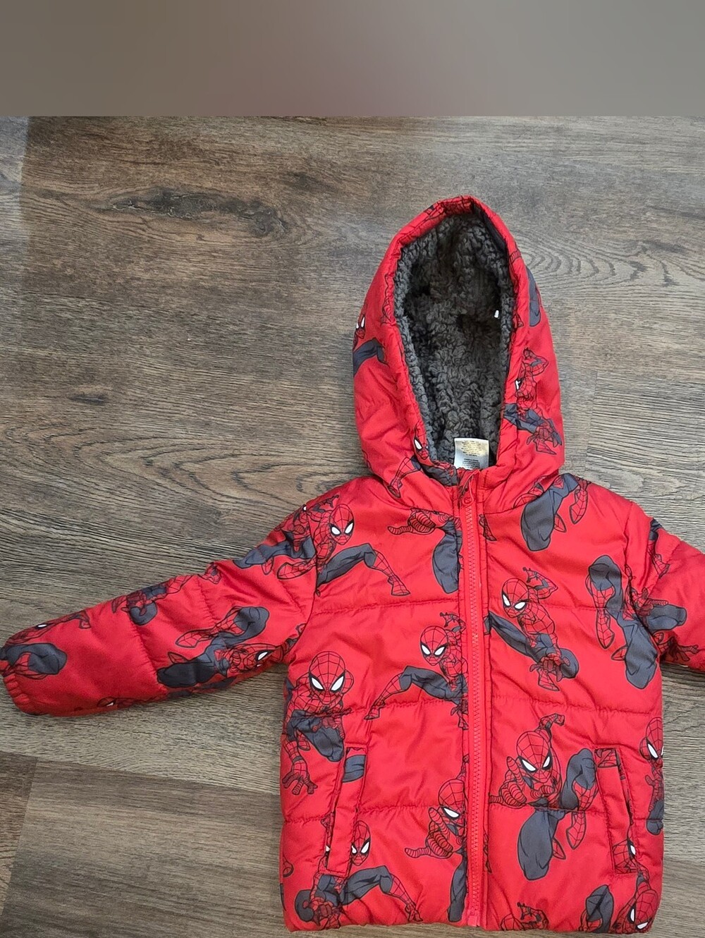 Red Spider- And PAW patrol Print Kids Hooded Puffer Jacket